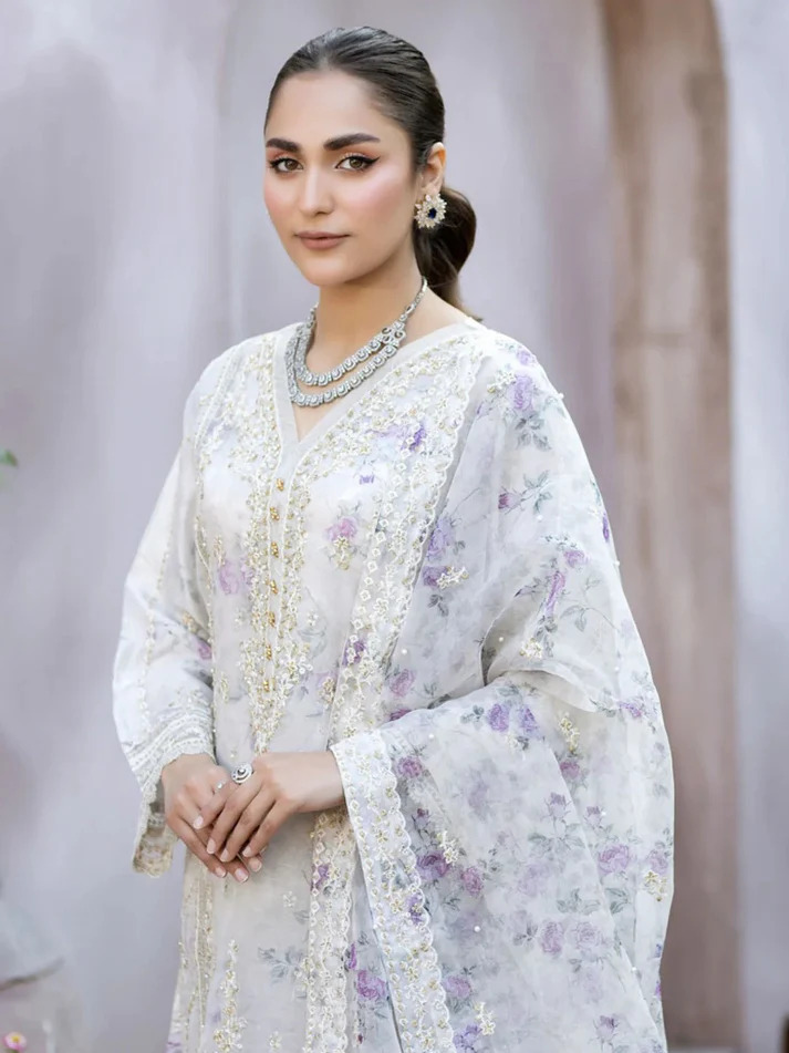 Mahiye Organza Fancy Semi Stitch Design no-03